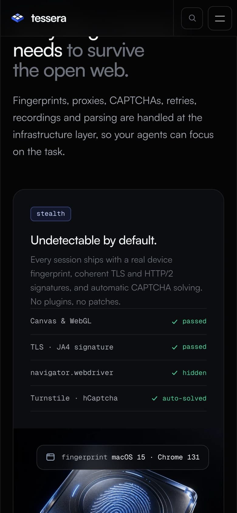 Stealth fingerprint checks on a phone