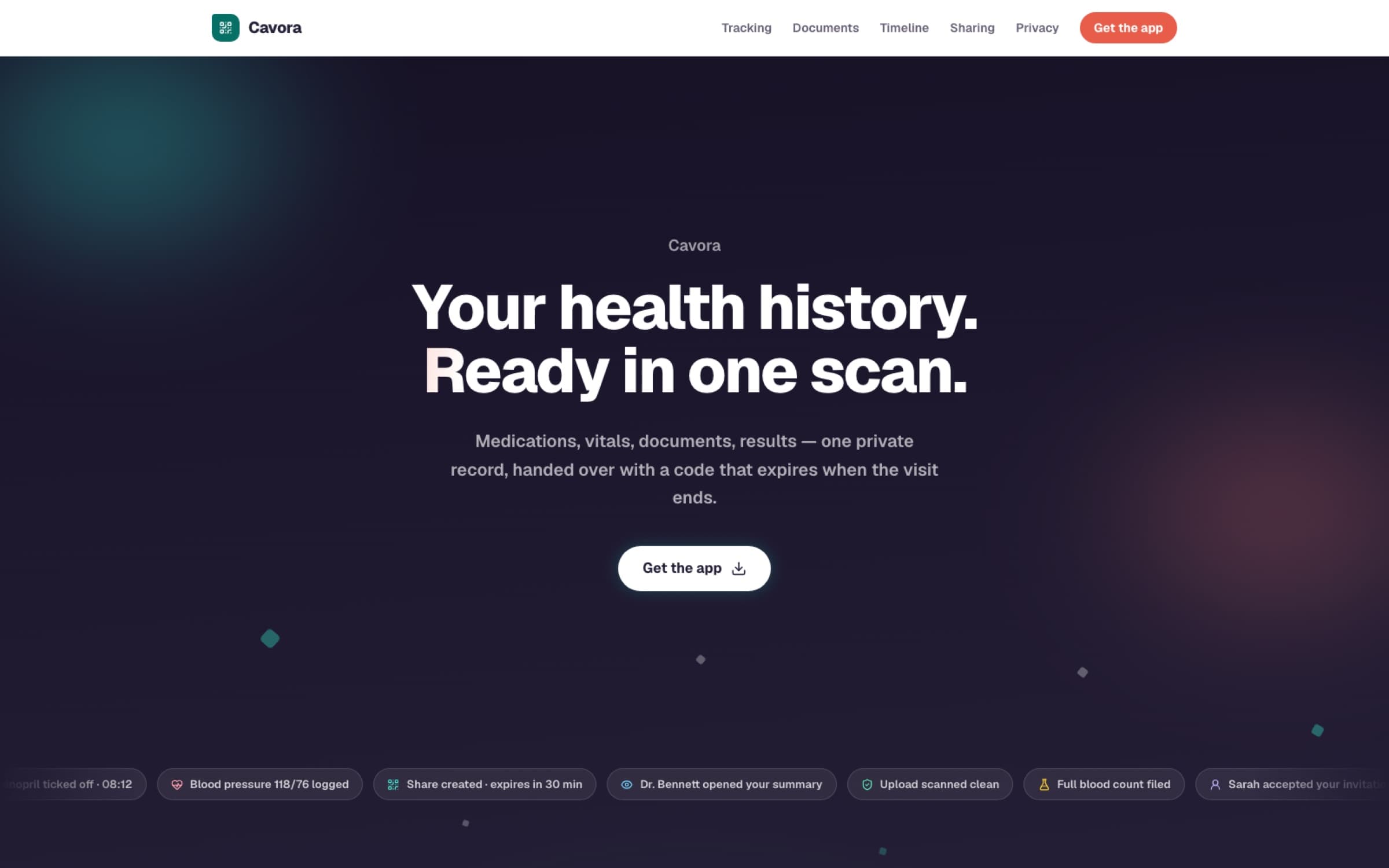 Cavora: your health history, ready in one scan