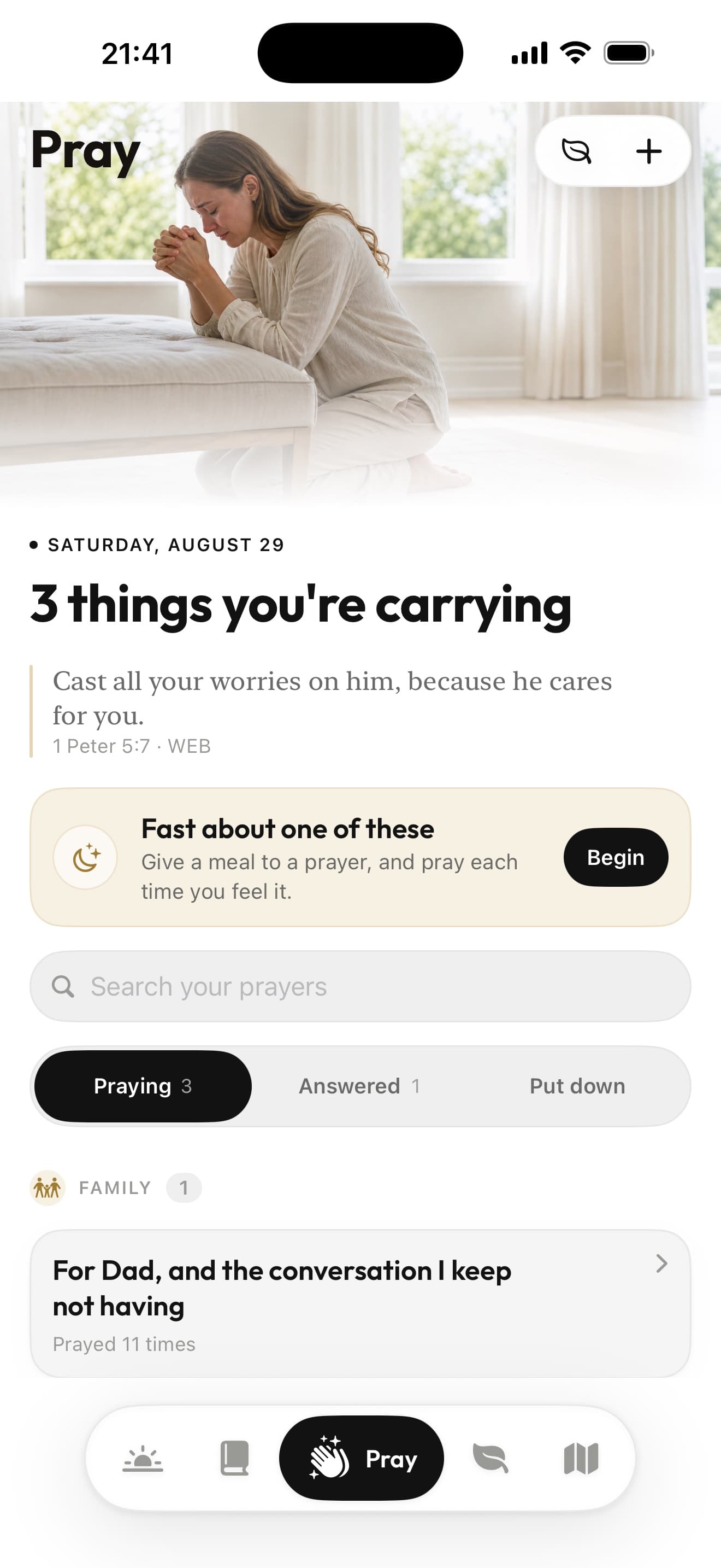 Pray — a living list of the people you carry, and a record of what was answered.
