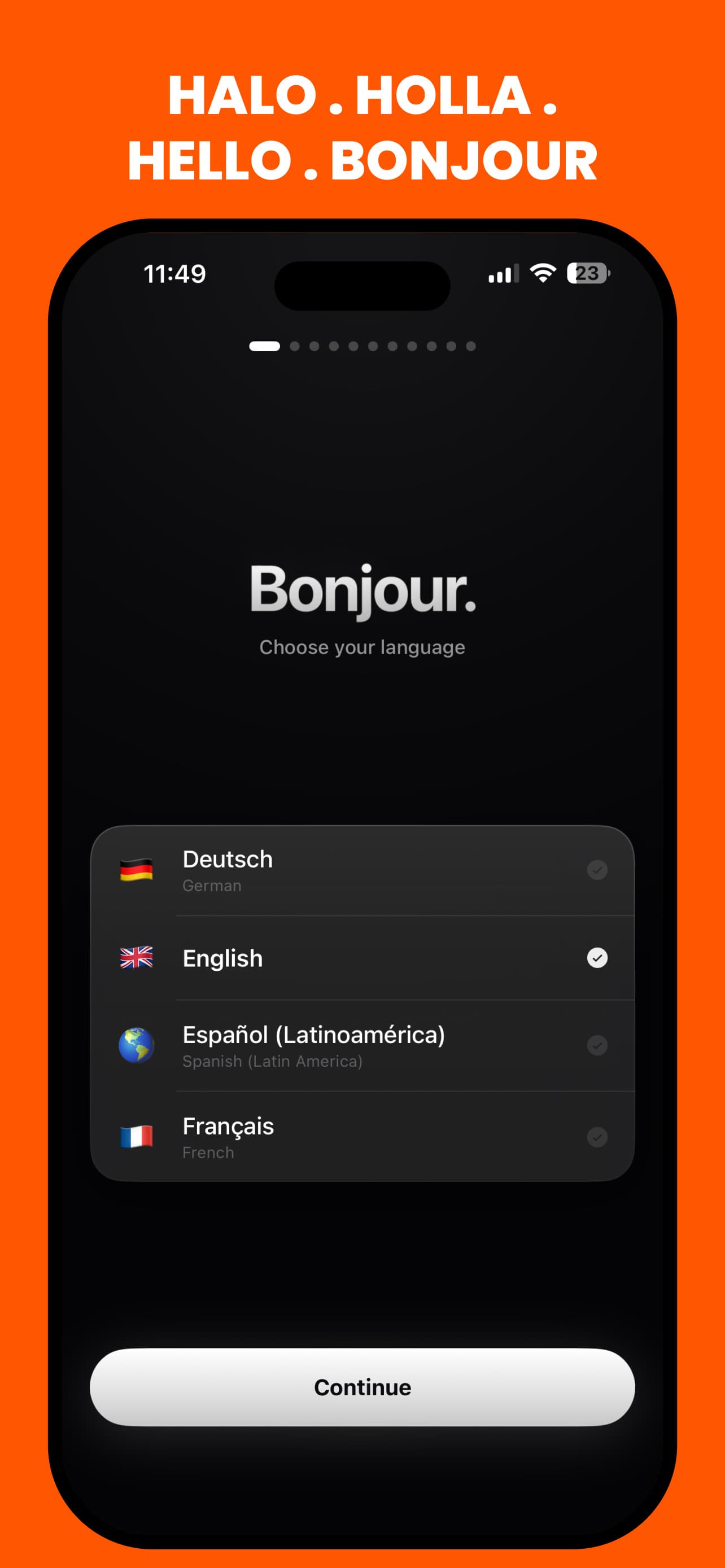 Four localisations, chosen by the device's language rather than the store region.