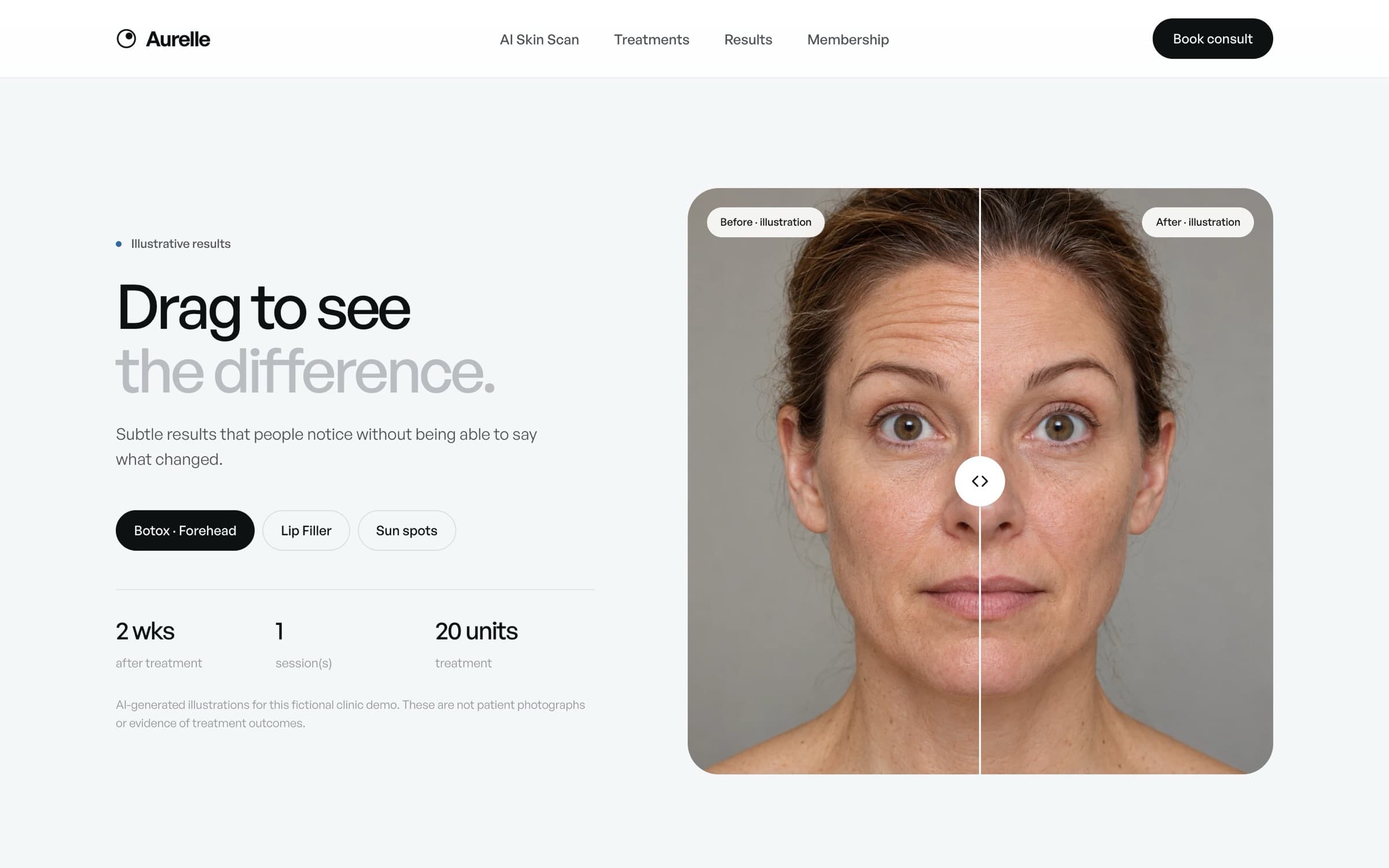 Drag-to-compare before and after