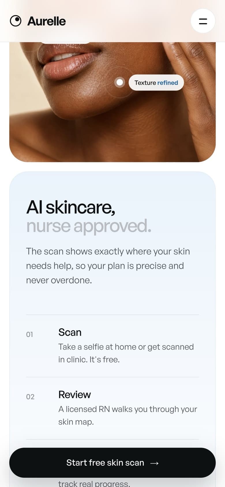 AI skincare, nurse approved, on a phone