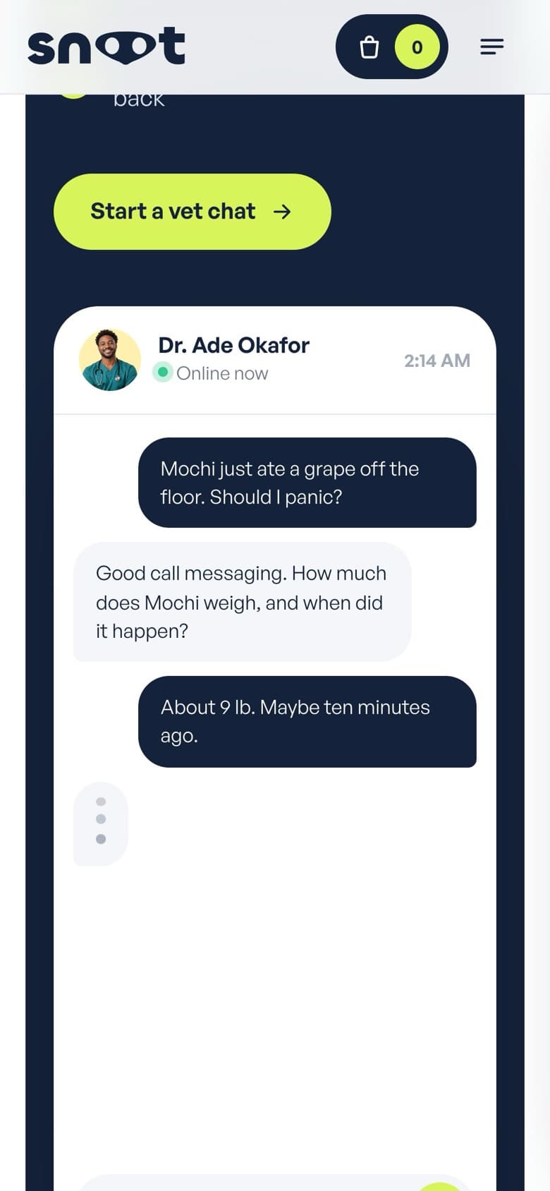 Vet chat on a phone